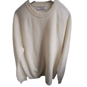 BR Standard Banana Republic  Cream Fuzzy Textured Wool‎ Sweater Women's  Medium